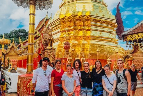 A group photo at Wat Phra Sing in Chiang Mai Thailand